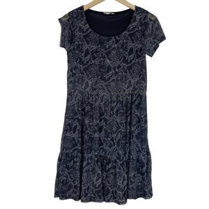 Jane and Delancy Anthropologie Ruffled Dress Sz XS Black White Knee Length Mesh